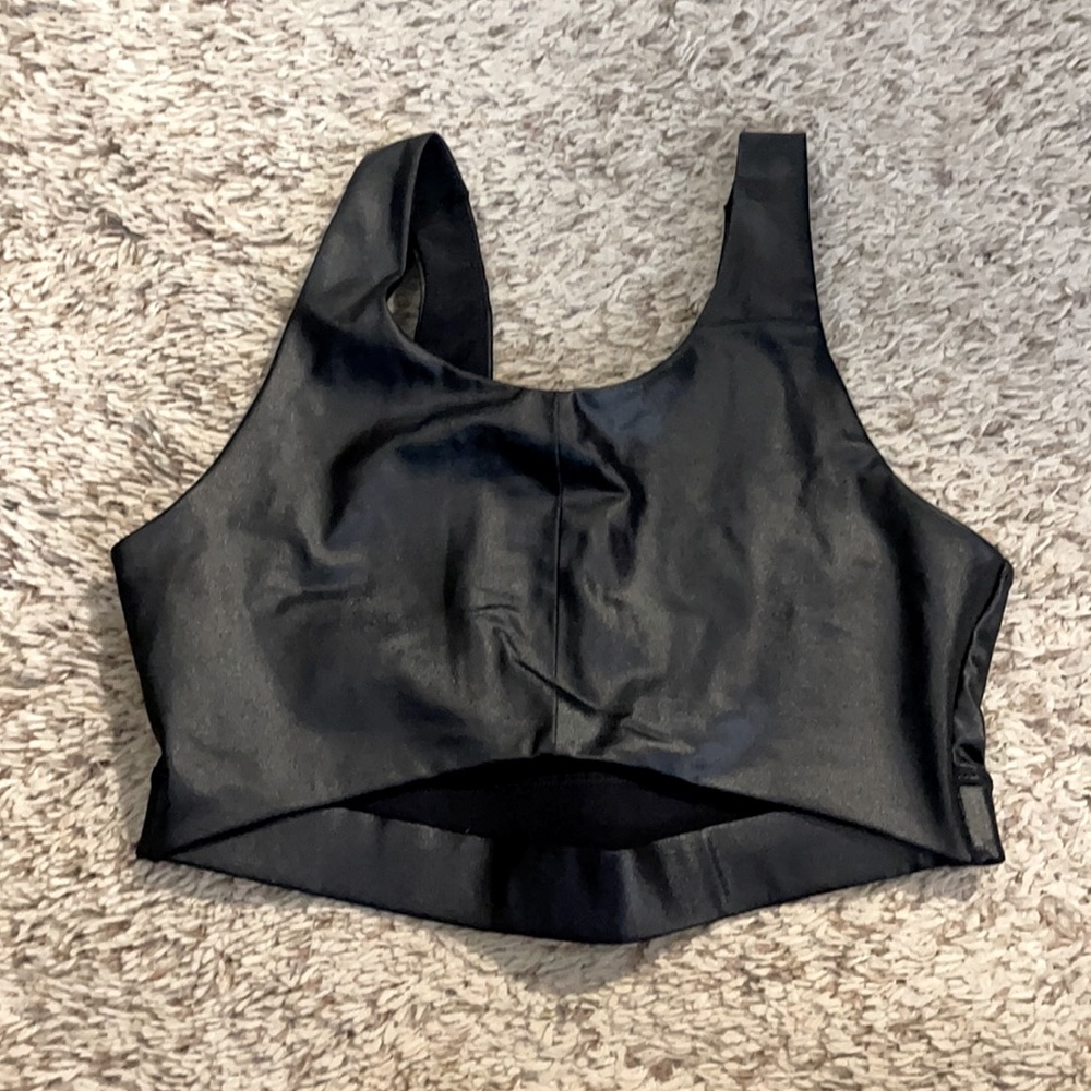 Black Pleather crop top